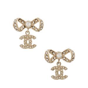 Chanel Crystal Bow CC Earrings